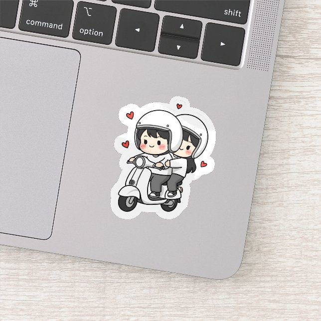 Cute Couple Scooter Trip | Romantic Travel Love  Aufkleber (Detail)