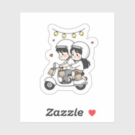 Cute Couple Scooter Trip | Romantic Travel Love  Aufkleber