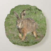 Cute coureur lièvre fermer Coussin rond