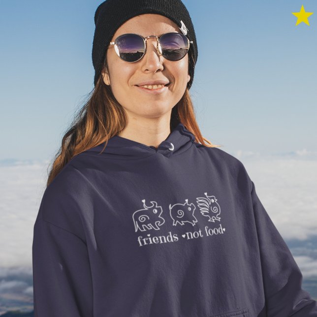 Cute Cow Chicken Pig Doodle Vegan Vegetarian Hoodie (Von Creator hochgeladen)
