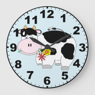 Cute Cow Clock with Numbers Große Wanduhr