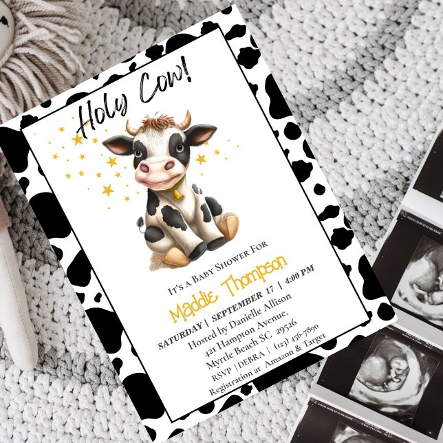 Cute Cow Farm Thème Baby shower Invitation (Créateur téléchargé)