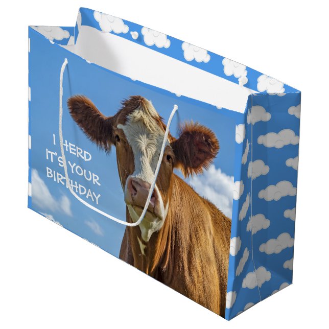 Cute Cow I Herd c'est votre grand sac cadeau d'ann (Devant Angle)