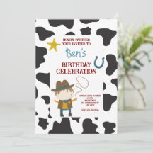 Cute Cow print Cowboy Birthday