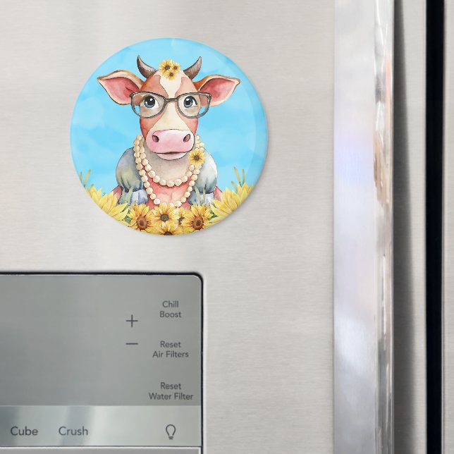 Cute Cow Sunflowers Magnet (In Situ (Kühlschrank))
