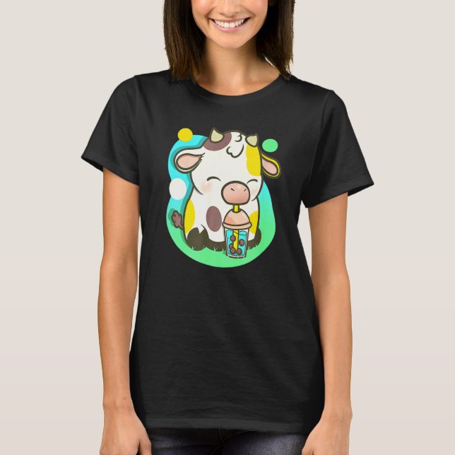 Cute Cow Tea Bubble Tea  Cow T-Shirt (Vorderseite)