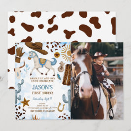 Cute Cowboy Anniversaire Photo Invitation
