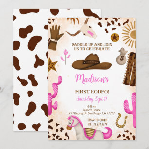 Cute Cowgirl Anniversaire Invitation
