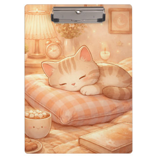 Cute Cozy Sleeping Cat Clipboard Klemmbrett