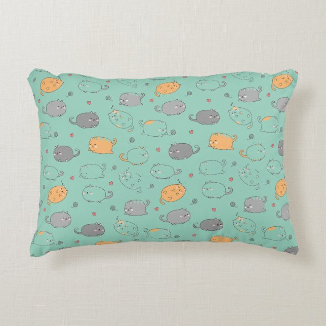 Cute & Cozy Sleepy Cat Dreams Pattern Dekokissen (Vorderseite)