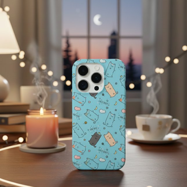 Cute & Cozy Sleepy Cat Dreams Pattern iPhone case iPhone 15 Pro Hülle (Von Creator hochgeladen)