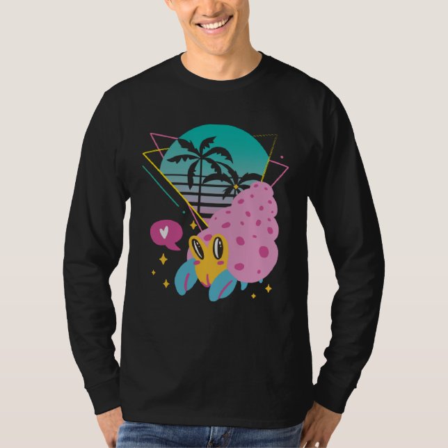Cute Crab with Palm trees Seafood Ocean T-Shirt (Vorderseite)