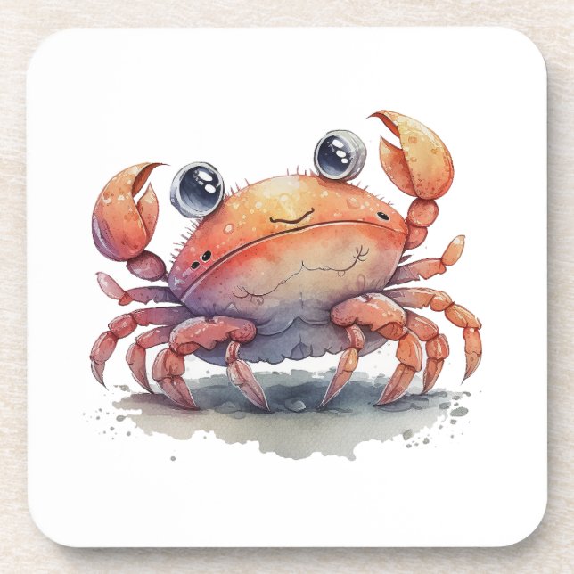 Cute Crabe Dessous de verre en plastique dur (Devant)