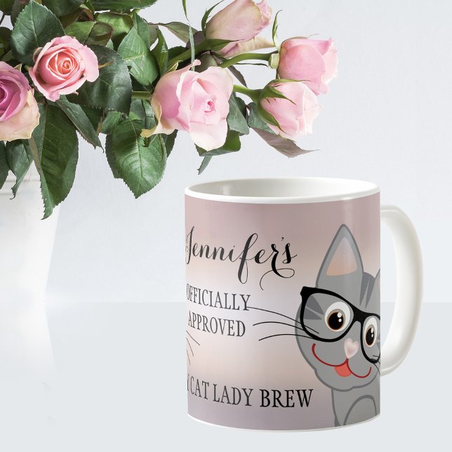 Cute Crazy Chat Lady Mug personnalisée (Créateur téléchargé)