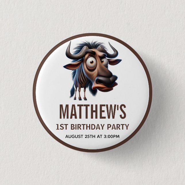 Cute Crazy Cheetah Farm Theme 1st Birthday Button (Vorderseite)