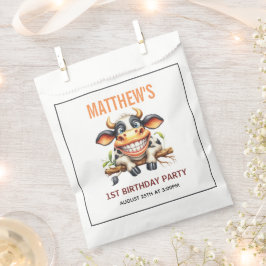 Cute Crazy Cow Farm Theme 1st Birthday Geschenktütchen