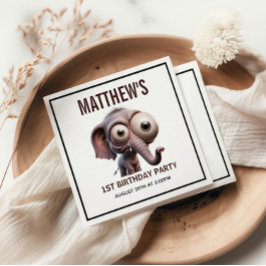 Cute Crazy elephant Farm Theme 1st Birthday Serviette
