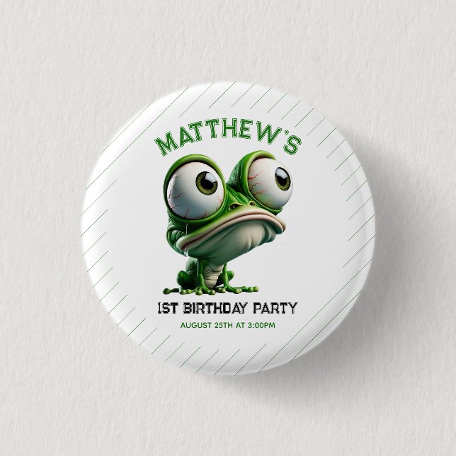 Cute Crazy Frog Farm Theme 1st Birthday Button (Vorderseite)