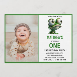 Cute Crazy Frog Farm Theme 1st Birthday Einladung