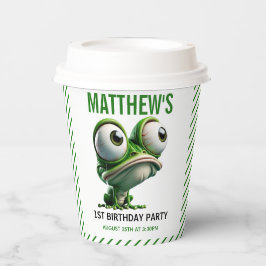 Cute Crazy Frog Farm Theme 1st Birthday Pappbecher