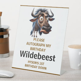 Cute Crazy Wildebeest Farm Theme 1st Birthday Sockelschild