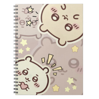 Cute Cream Bear Pattern Spiral Notebook - Minimali Notizblock