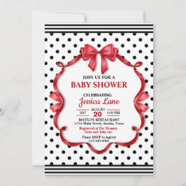 Cute Crimson Bow Baby Shower Invitation Einladung