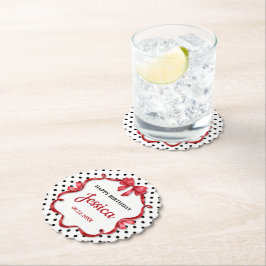 Cute Crimson Bow Birthday Untersetzer