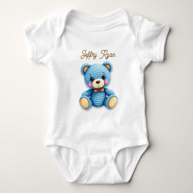 Cute Crochet Bear Personalized  Baby Strampler (Vorderseite)