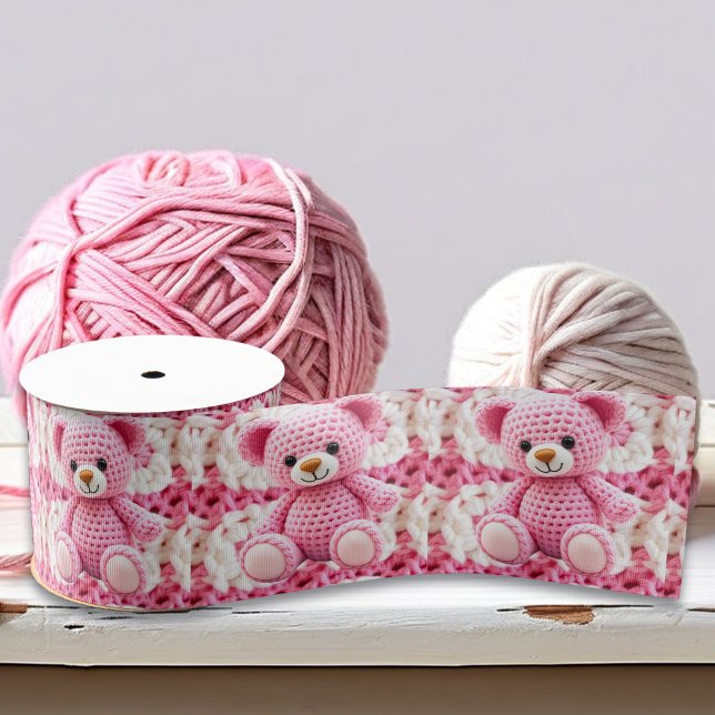 Cute Crocheted Teddy Bear Girl's Baby Shower Ripsband (Von Creator hochgeladen)
