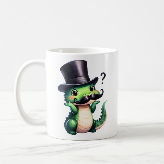 Cute Crocodile Gentleman Fun Art Kaffeetasse (Links)