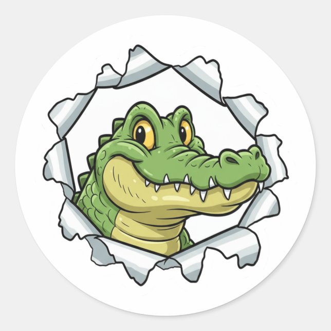 Cute Crocodile Torn Paper Sticker (Vorderseite)