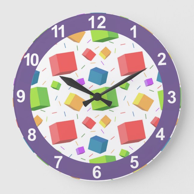 Cute Cubes Große Wanduhr (Vorderseite)