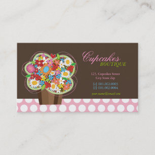 Cute Cupcake Flowers de printemps Carte de visite