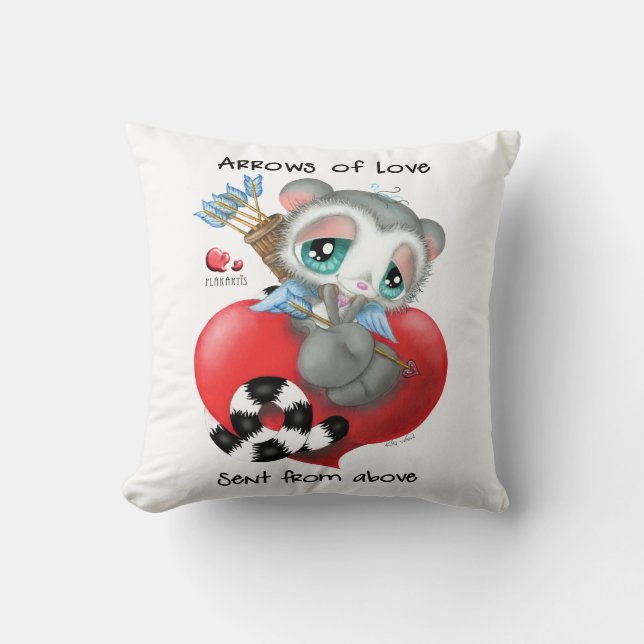 Cute Cupid Lemur on Heart - Arrows of Love Kissen (Vorderseite)