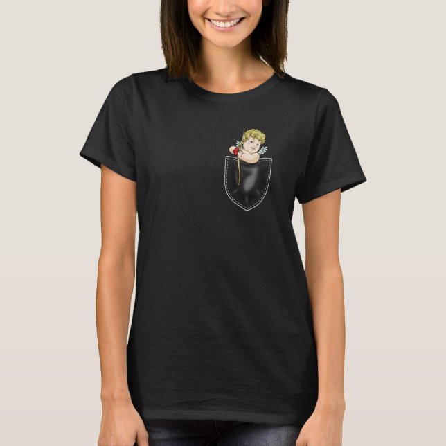 Cute Cupid Shooting Love Arrow Breast Pocket T-Shirt (Vorderseite)