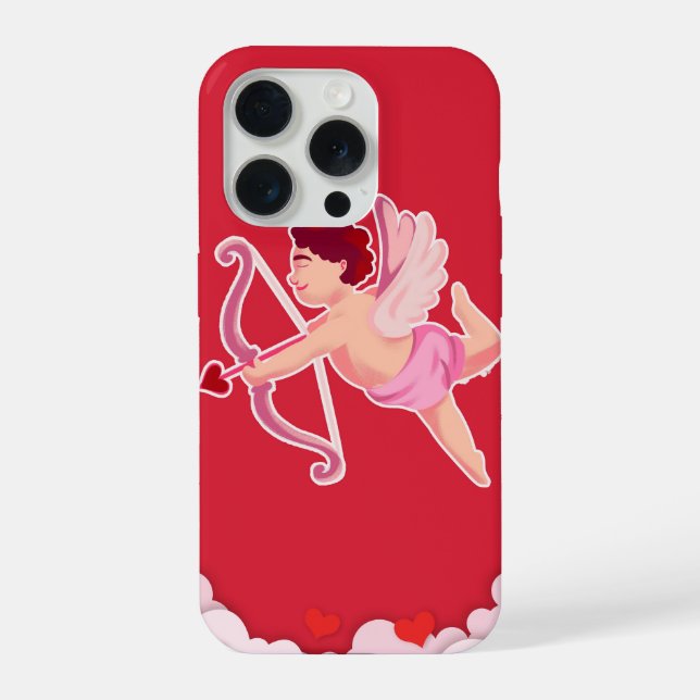 Cute Cupid Valentine Angel Illustration iPhone 15 Pro Hülle (Rückseite)