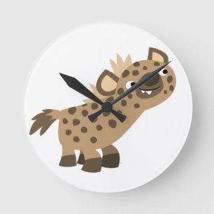 Cute Curious Cartoon Hyena Wall Clock Runde Wanduhr