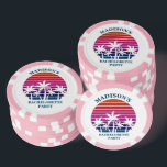 Cute Custom Beach Palm Trees Bachelorette Party Pokerchips<br><div class="desc">Cute customizable tropical palm tree poker chips with a pretty pink beach sunset for a coastal bachelorette party or girls trip with your sorority.</div>