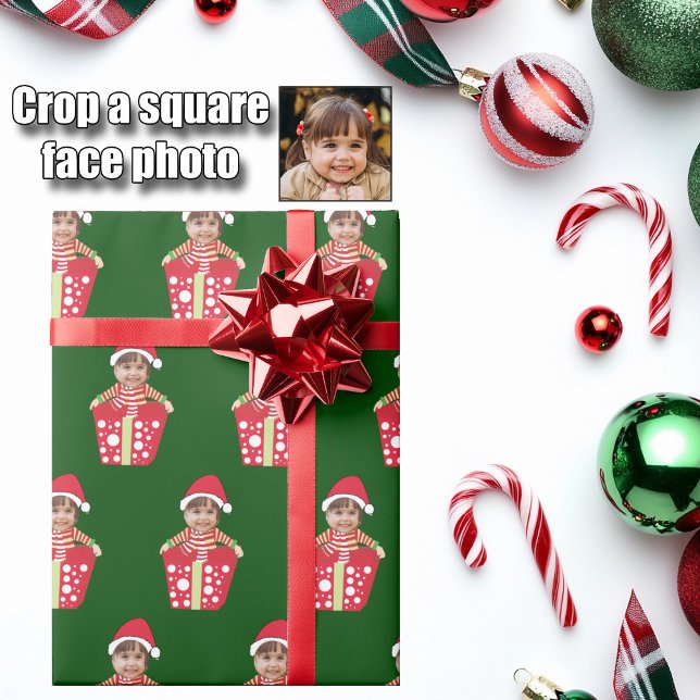 Cute Custom Child Face Photo Christmas Gift Geschenkpapier (Von Creator hochgeladen)