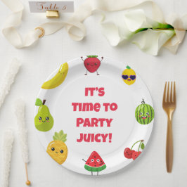 Cute Custom Funny Fruit Kid Birthday Party  Plates Pappteller