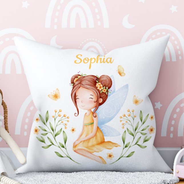 Cute Custom Name Baby Girl Fairy Pillow  Kissen (Von Creator hochgeladen)