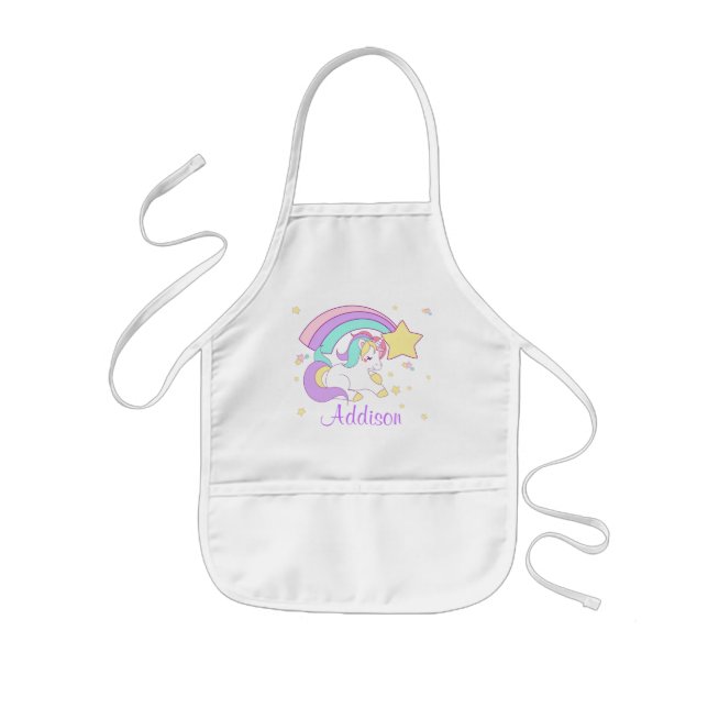 Cute Custom Personalized Magical Rainbow Unicorn Kinderschürze (Vorne)