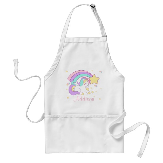 Cute Custom Personalized Magical Rainbow Unicorn Schürze (Vorne)