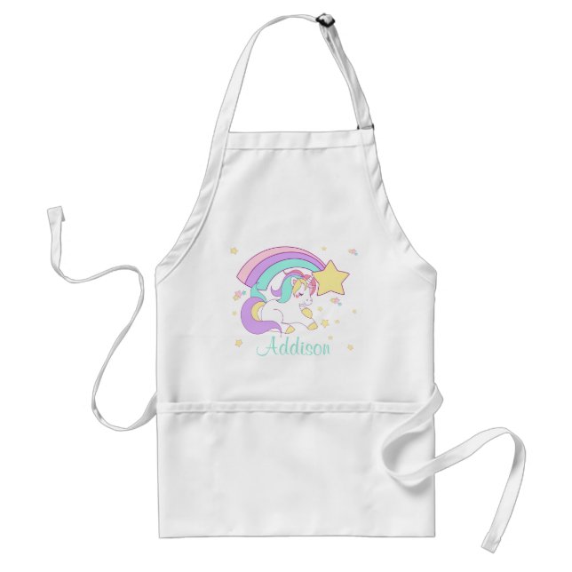 Cute Custom Personalized Magical Rainbow Unicorn Schürze (Vorne)