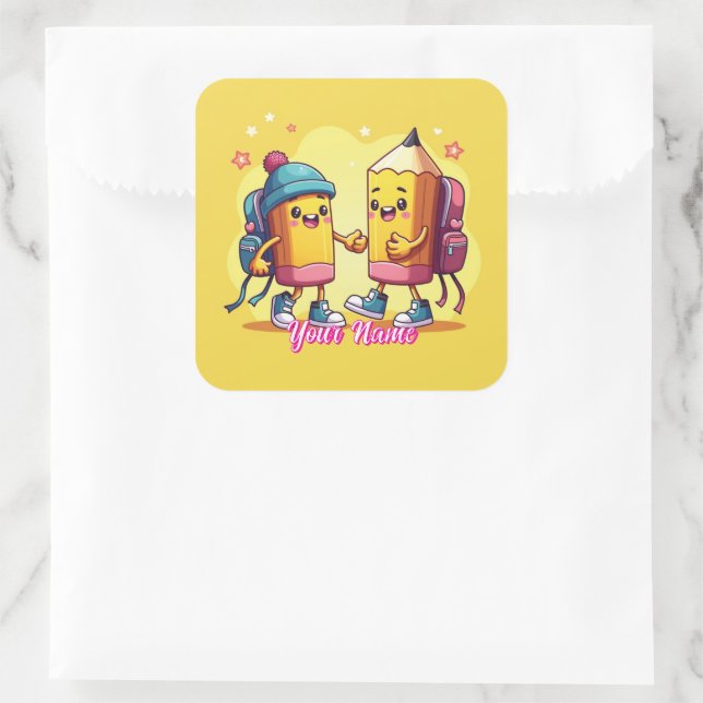 Cute & Custom School Gear Collection Quadratischer Aufkleber (Tasche)
