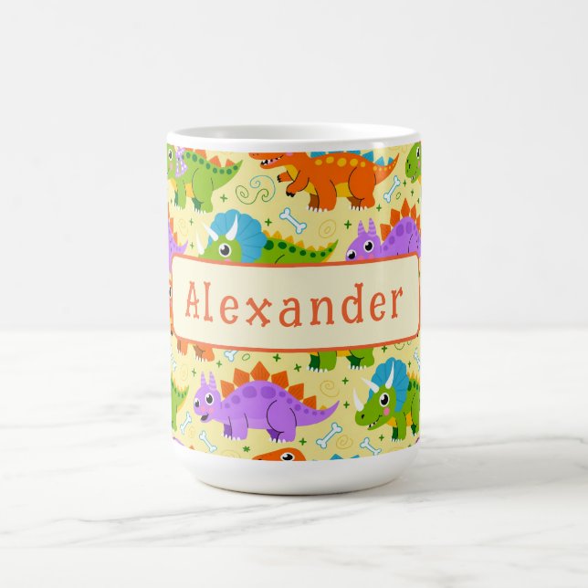Cute Customizable Dinsosaur Print Kaffeetasse (Mittel)