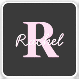 Cute Customizable Monogram | Light Pink & Black Aufkleber