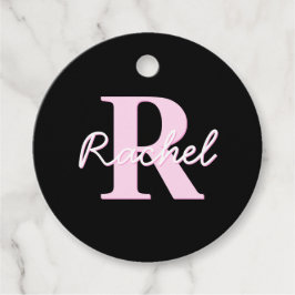 Cute Customizable Monogram | Light Pink & Black Geschenkanhänger