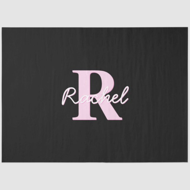 Cute Customizable Monogram | Light Pink & Black Seidenpapier (Vorderseite)